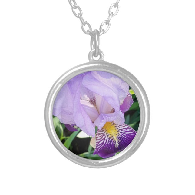 Purple Iris Silver Necklace (Front)