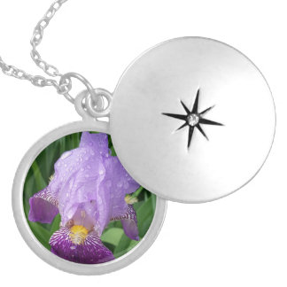 Purple Iris Silver Necklace