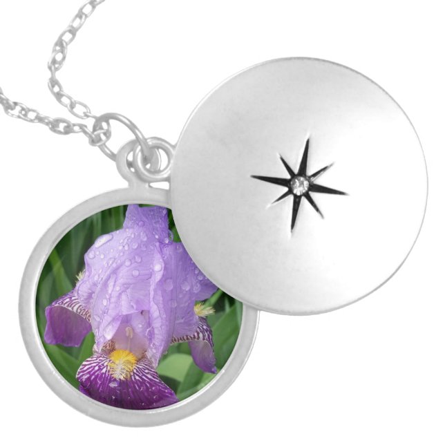 Purple Iris Silver Necklace (Front)