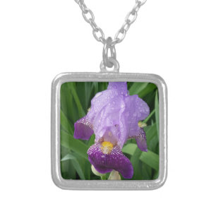 Purple Iris Silver Necklace