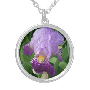 Purple Iris Silver Necklace