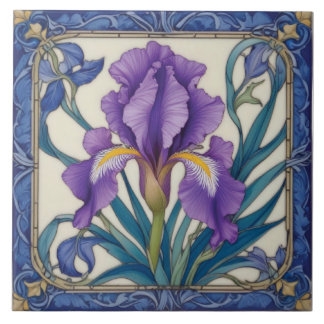 Purple Iris Splendor Ceramic Tile
