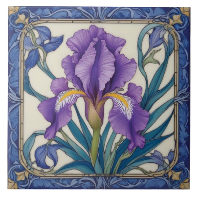 Purple Iris Splendor Ceramic Tile (Front)