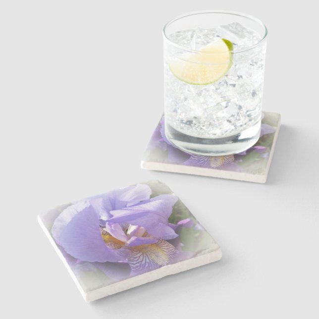 purple iris stone coaster (Side)