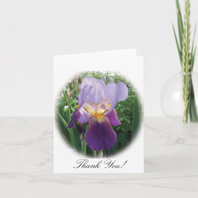 Purple Iris Thank You Note Card (Front)