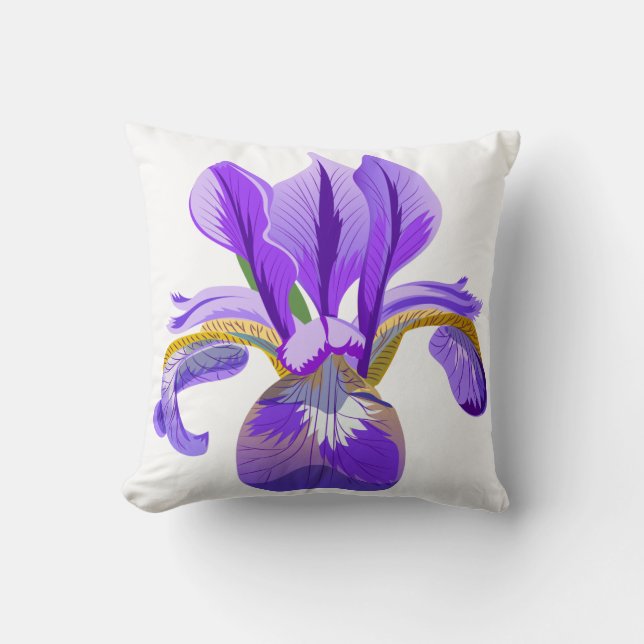 Purple Iris Throw Pillow (Front)