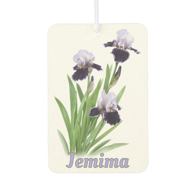 Purple Iris Trio Botanical Art Personalized  Air Freshener (Front)