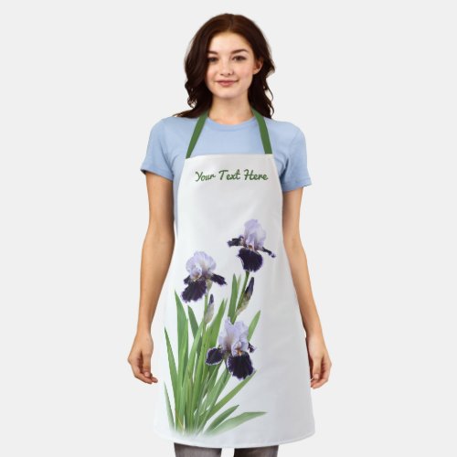Purple Iris Trio Floral Botanical Personalized Apron