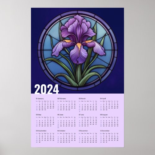 Purple Iris Wall Calendar Poster