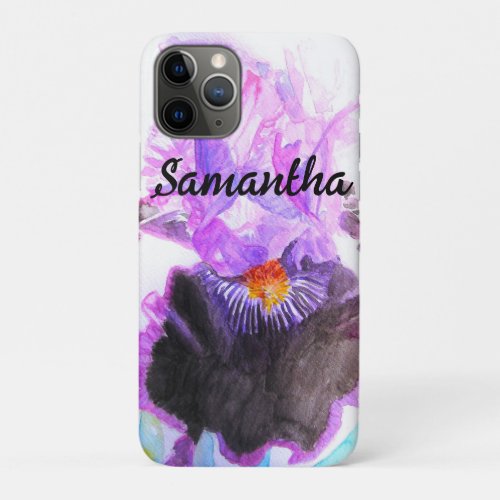 Purple Iris Watercolor Flower Floral Birthday