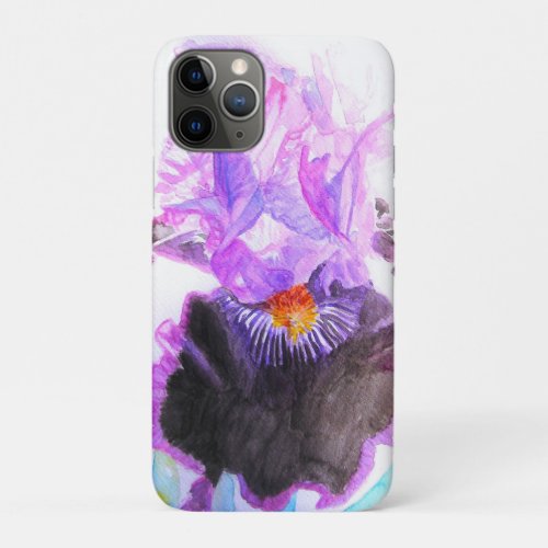 Purple Iris Watercolor Flower Floral Birthday