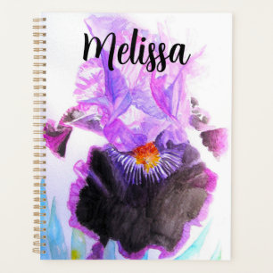 Purple Iris Watercolor Flower Floral Birthday Planner