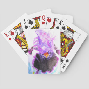 Purple Iris Watercolor Flower Floral Birthday Poker Cards