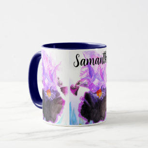 Purple Iris Watercolor Flower Floral Painting Mug