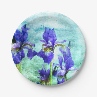 Purple Iris Watercolor Paper Plates