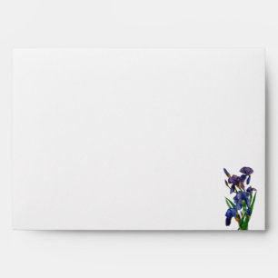 Purple Iris Watercolor Returned Address Wedding Envelope