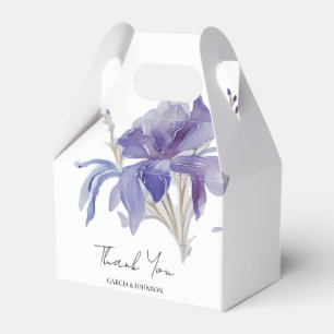 Purple Iris Watercolor Wedding Favor Boxes