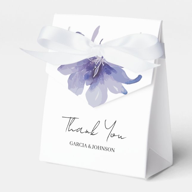 Purple Iris Watercolor Wedding Favor Boxes (Front Side)