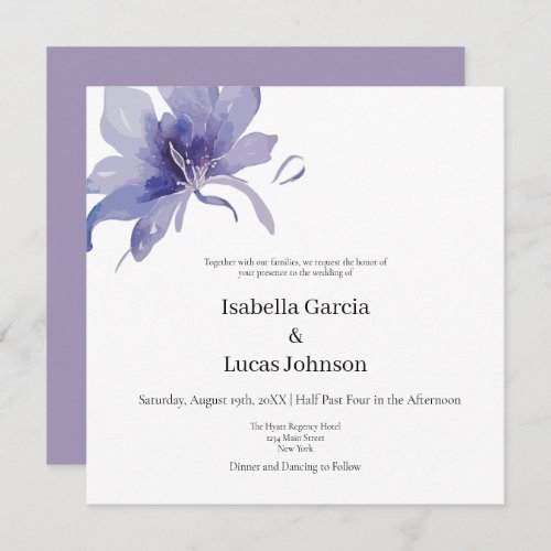 Purple Iris Watercolor Wedding Invitation