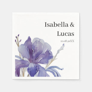 Purple Iris Watercolor Wedding Napkins