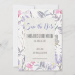 Purple Iris Watercolor Wedding Save The Date Card at Zazzle