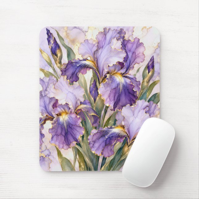 Purple Iris with Gilded Edging Mouse Pad (With Mouse)