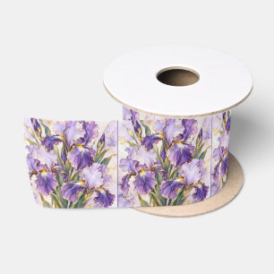 Purple Iris with Gold Gilded Edging Satin Ribbon