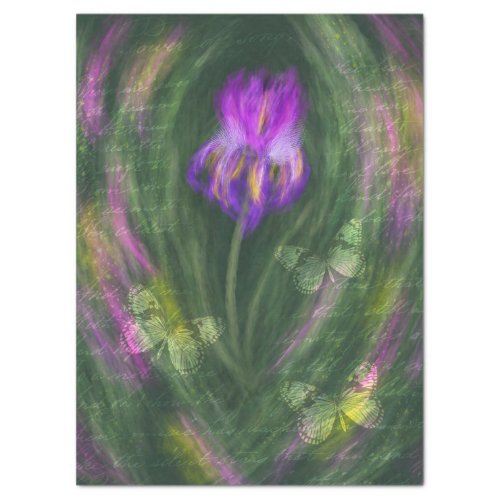 Purple Iris with Vintage Butterflies Decoupage Tissue Paper
