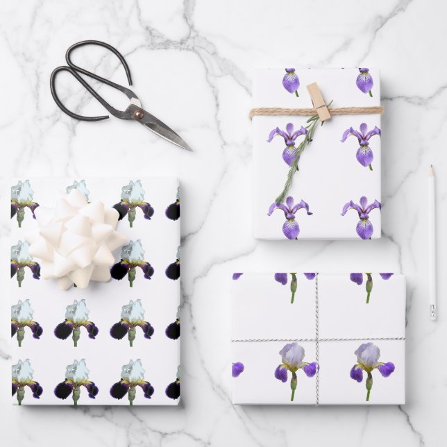 Purple Iris Wrapping Paper Sheets (Front)