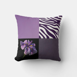 Purple Iris Zebra Stripe Gradient Colors Texture Throw Pillow