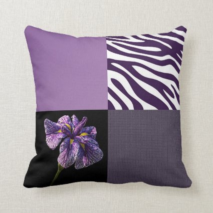 Purple Iris Zebra Stripe Gradient Colors Texture Throw Pillow