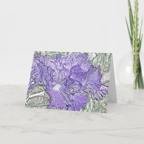 Purple irises customizable note card