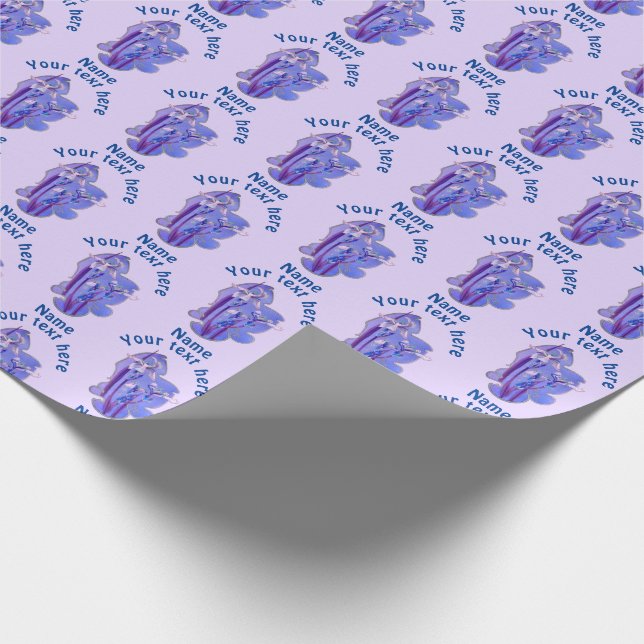 Purple Irises Floral Art Personalized Wrapping Paper (Corner)