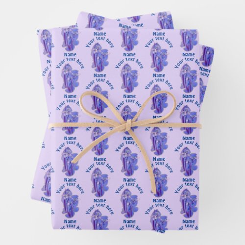 Purple Irises Floral Art Personalized Wrapping Paper Sheets