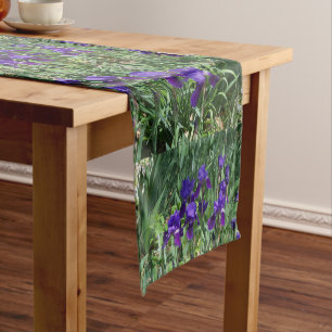 Purple Irises Floral Pattern Table Runner