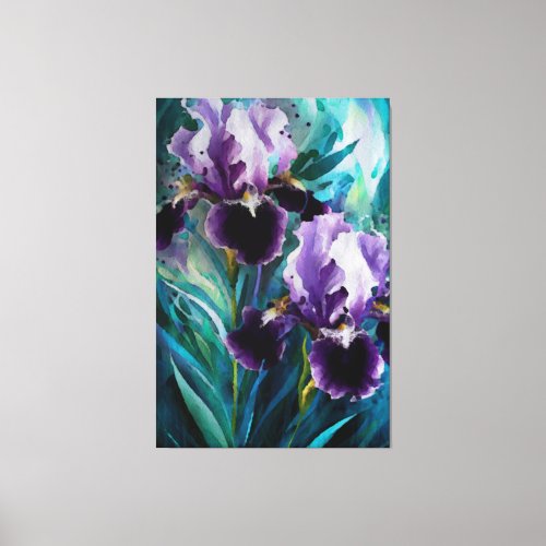  Purple Irises  Flower Artsy Iris Painting AP84 Canvas Print