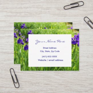 Purple Irises Flower Garden Mighty Business Card
