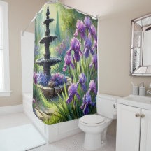Purple Irises Flower Garden Shower Curtain