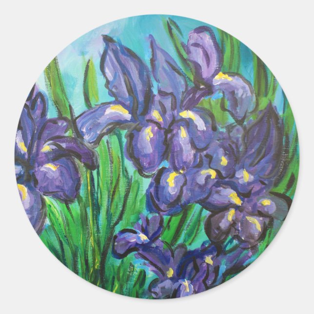 Purple Irises Flower Painting Custom Decal Sticker (Front)