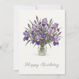 Purple Irises Happy Birthday Note Card