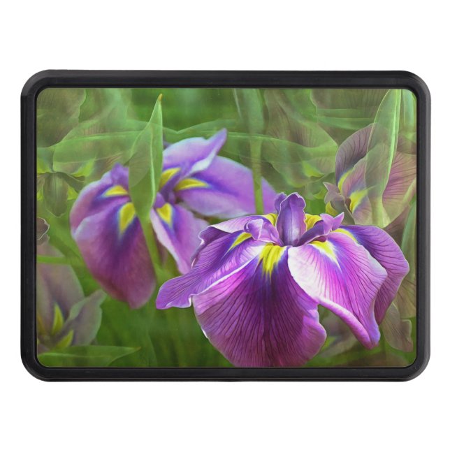 Purple Irises in Motion Hitch Cover (Front)