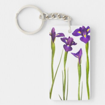 Purple Irises - Iris Flower Customized Template Keychain by SilverSpiral at Zazzle