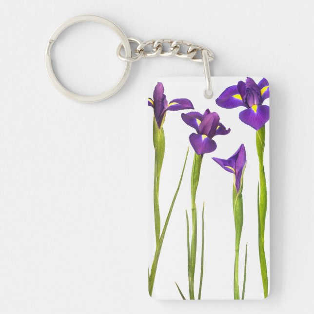 Purple Irises - Iris Flower Customized Template Keychain (Front)