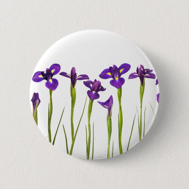 Purple Irises - Iris Flower Customized Template Pinback Button (Front)