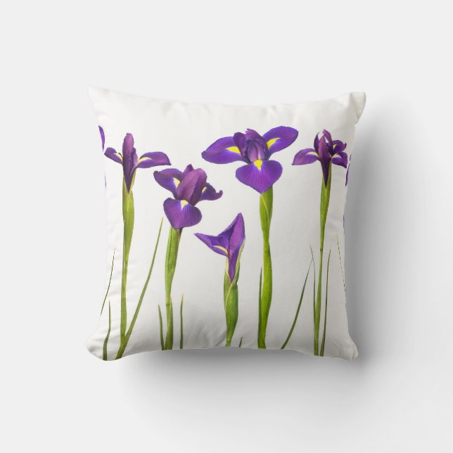 Purple Irises - Iris Flower Customized Template Throw Pillow (Front)