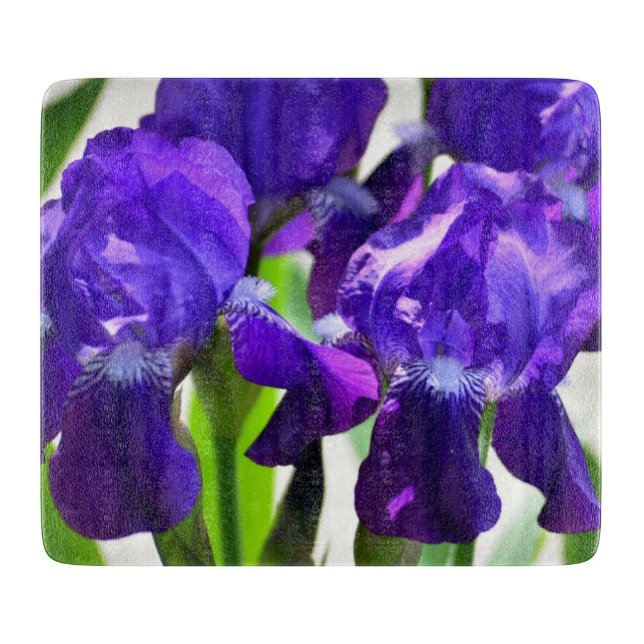 Purple Irises Iris Flower Cutting Board (Front)