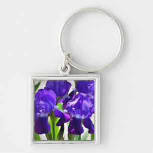 Purple Irises Iris Flower Keychain