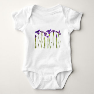 Purple irises isolated on a white background baby bodysuit
