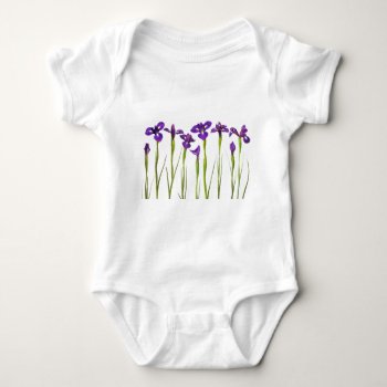 Purple Irises Isolated On A White Background Baby Bodysuit by SilverSpiral at Zazzle
