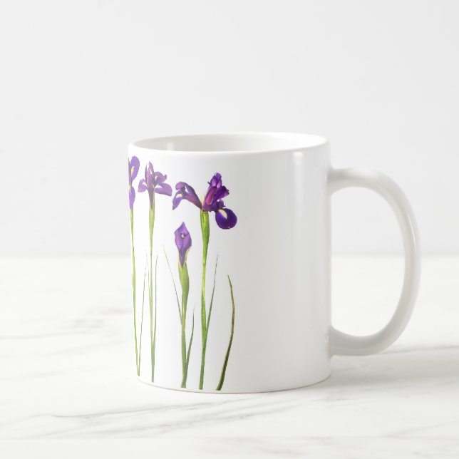 Purple irises isolated on a white background coffee mug (Right)